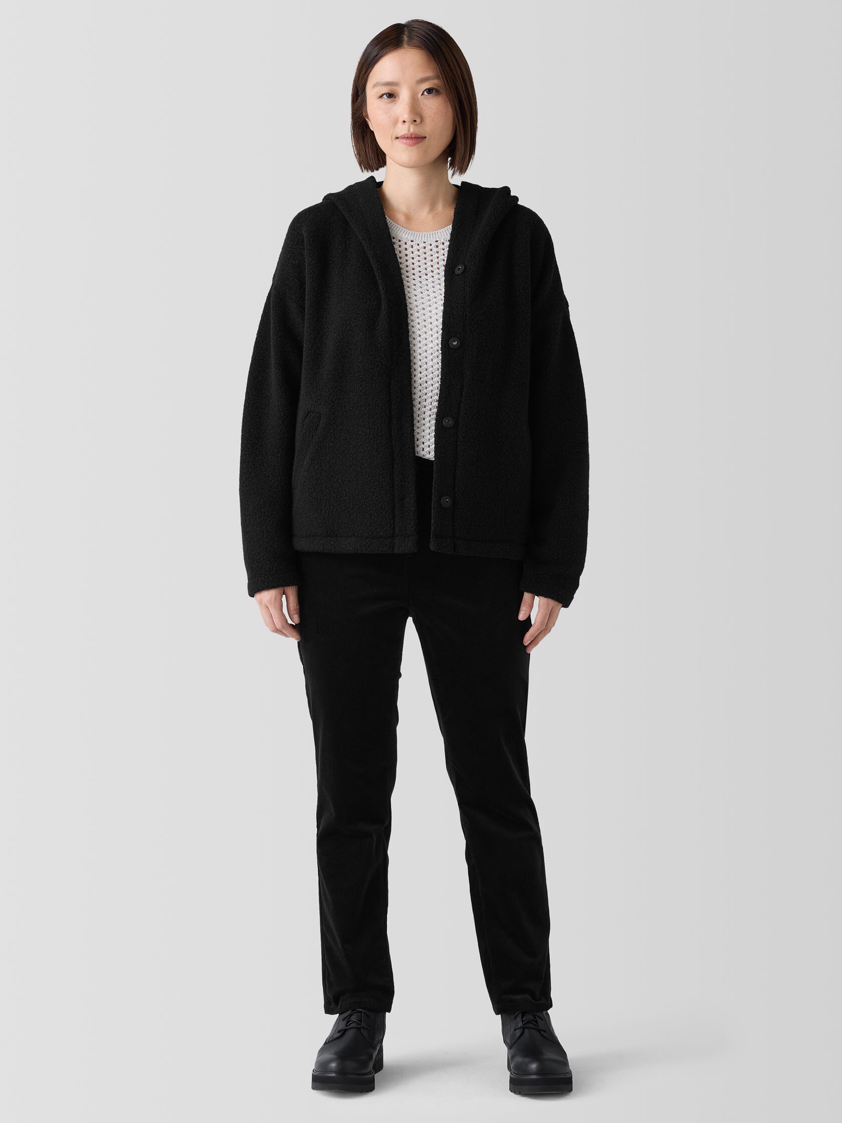 Cozy Recycled Wool Boucle Hooded Jacket