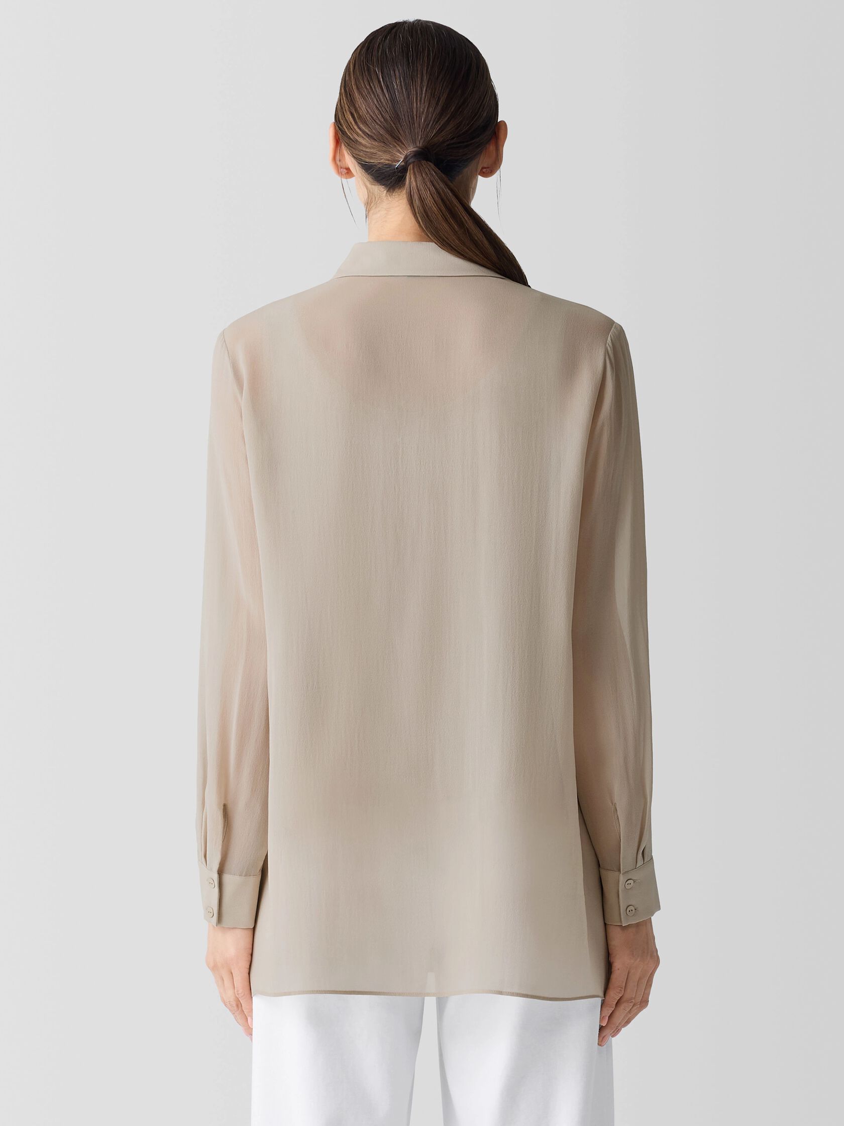 Sheer Silk Georgette Classic Collar Shirt