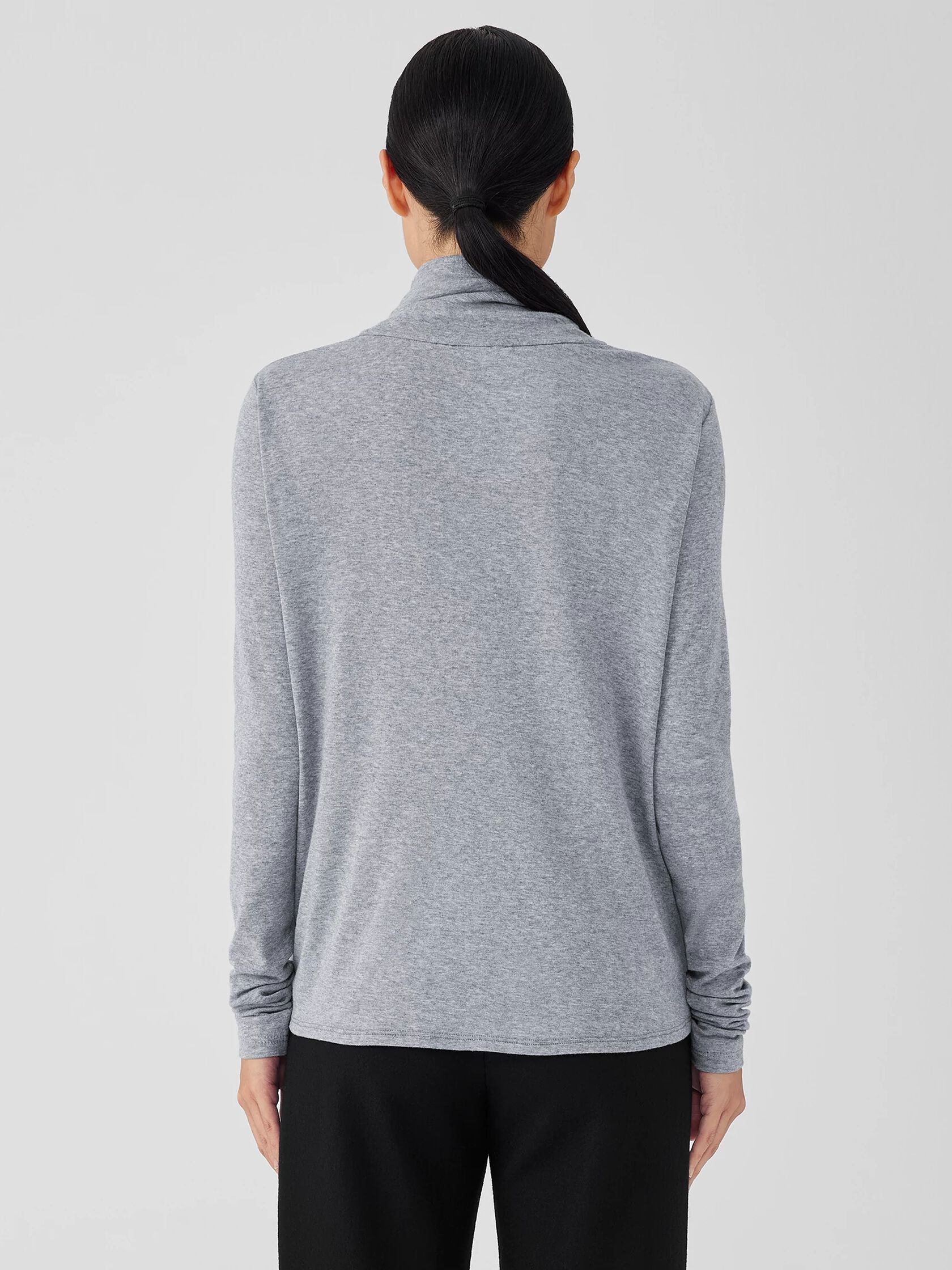 Ribbed Pima Cotton Blend Turtleneck Top