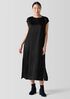 Striated Silk Satin Bateau Neck Dress