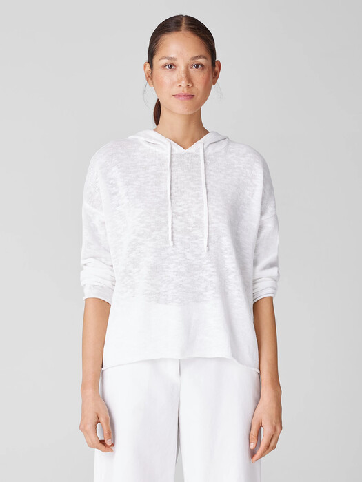 Organic Cotton Linen Slub Hooded Top