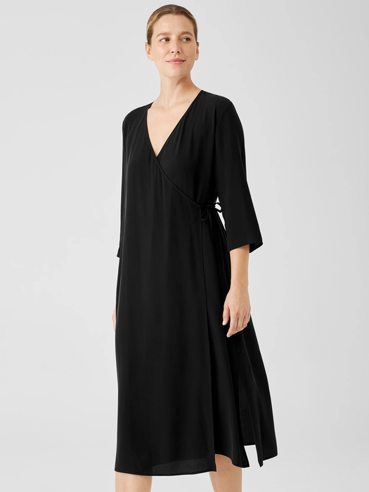 Silk Georgette Crepe Wrap Dress