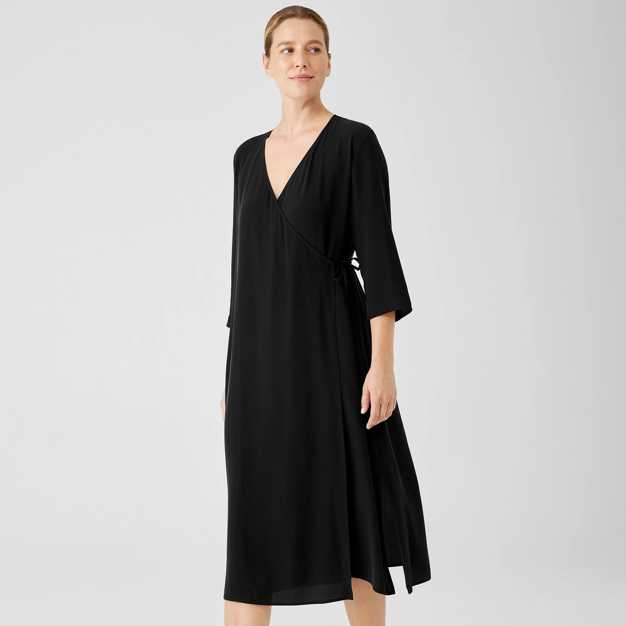 Silk Georgette Crepe Wrap Dress 