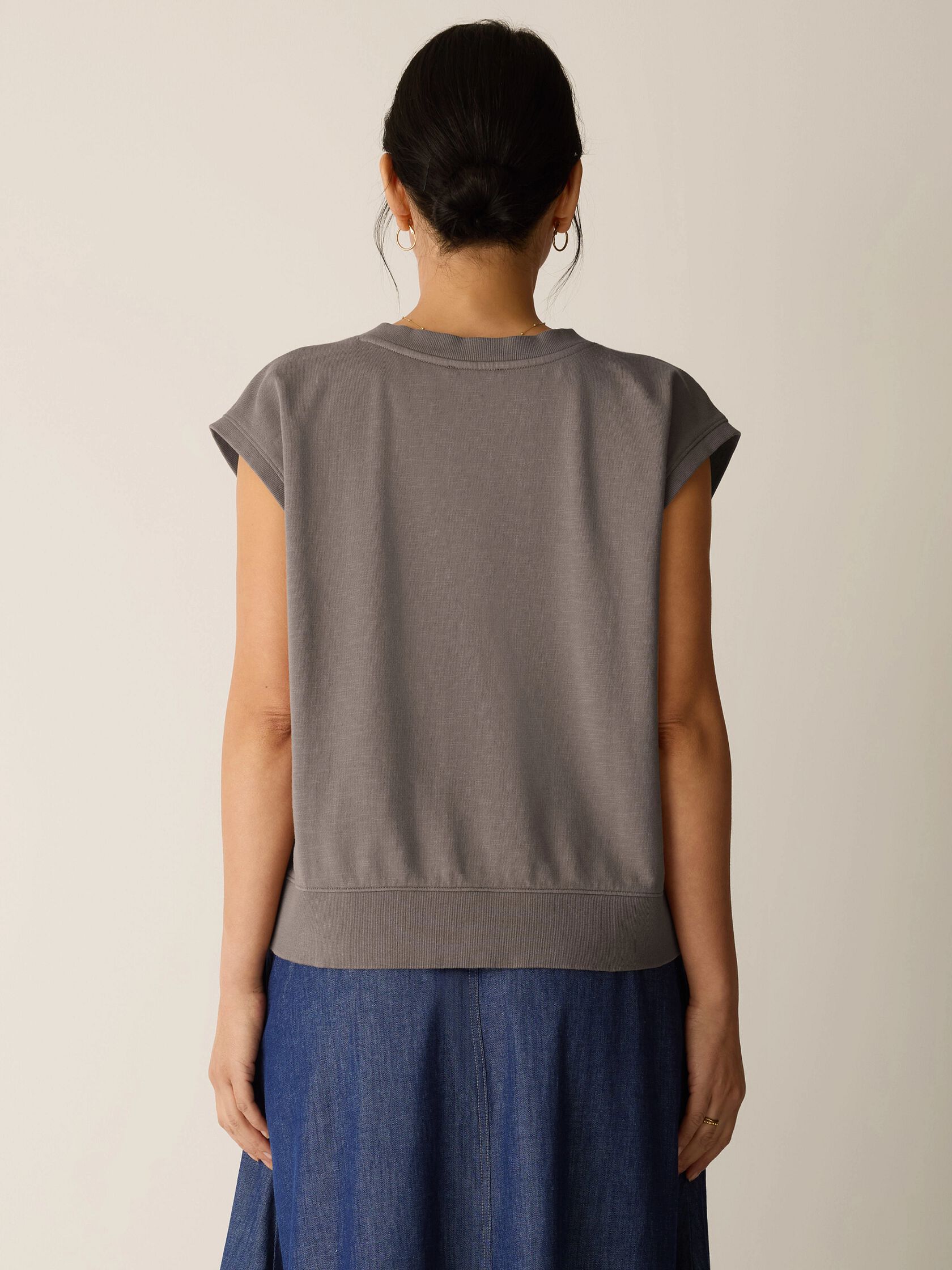Garment-Dyed Organic Cotton Terry V-Neck Top