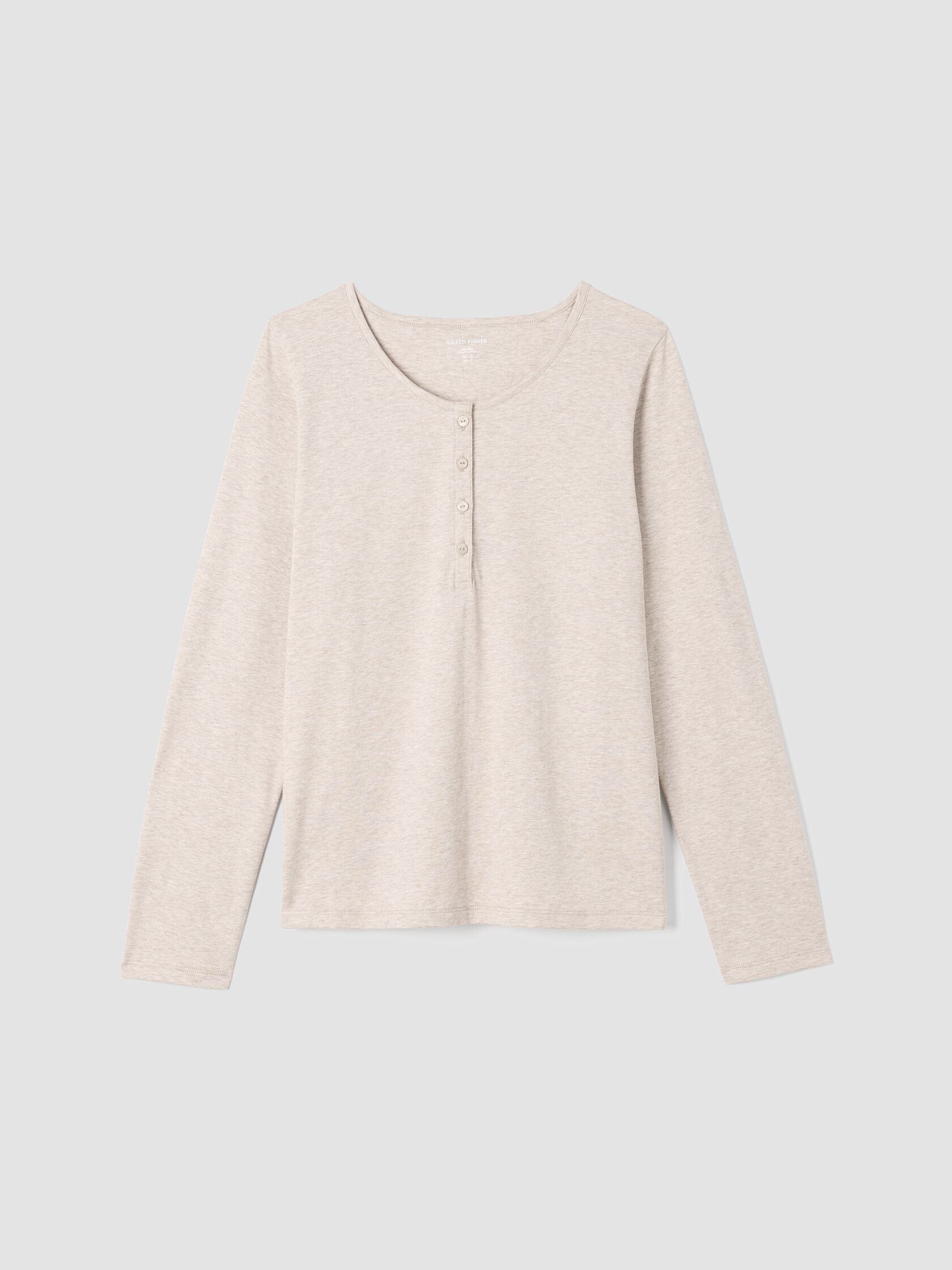 Mélange Organic Cotton Interlock Henley Sleep Top