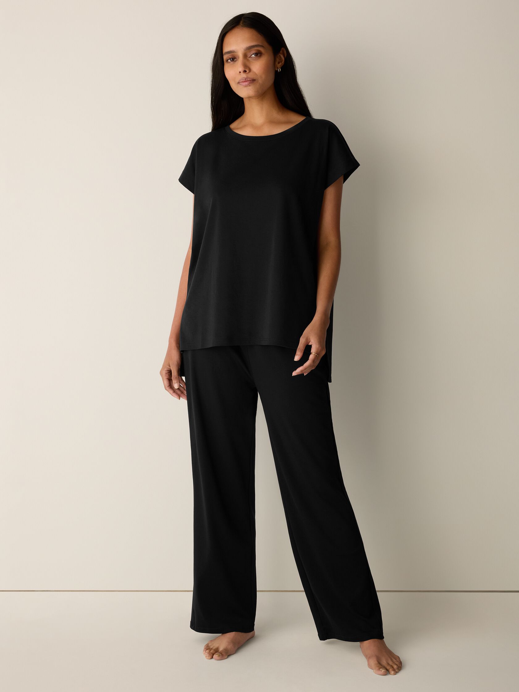 Organic Cotton Interlock Jewel Neck Sleep Tee