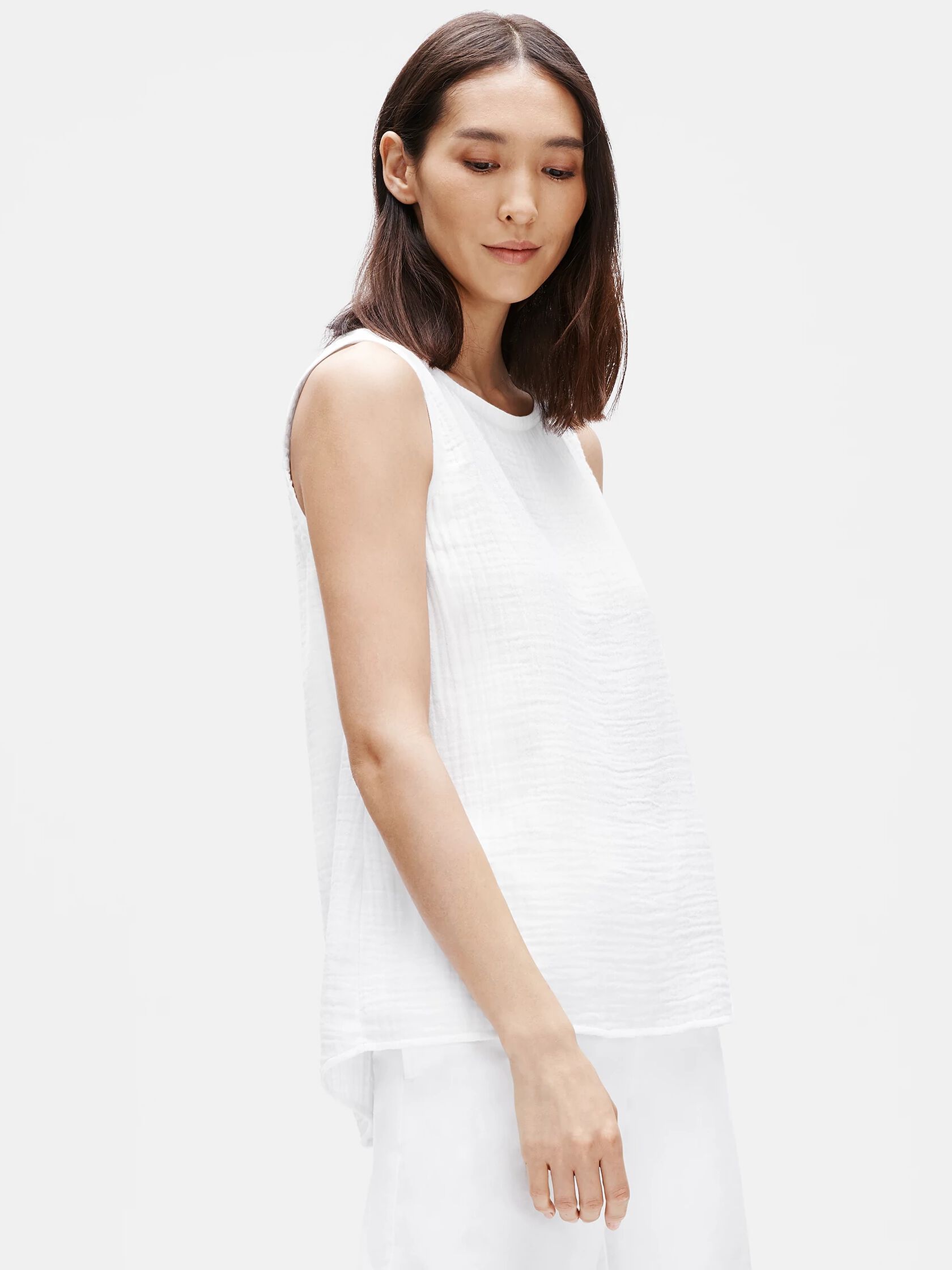 Organic Cotton Gauze Bateau Neck Shell