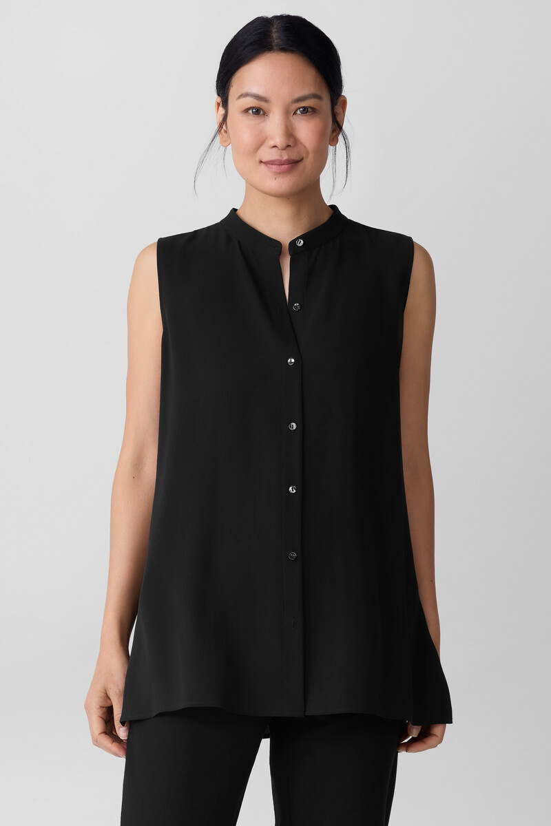 Silk Georgette Crepe Sleeveless Shirt Silk Georgette Crepe Sleeveless Shirt