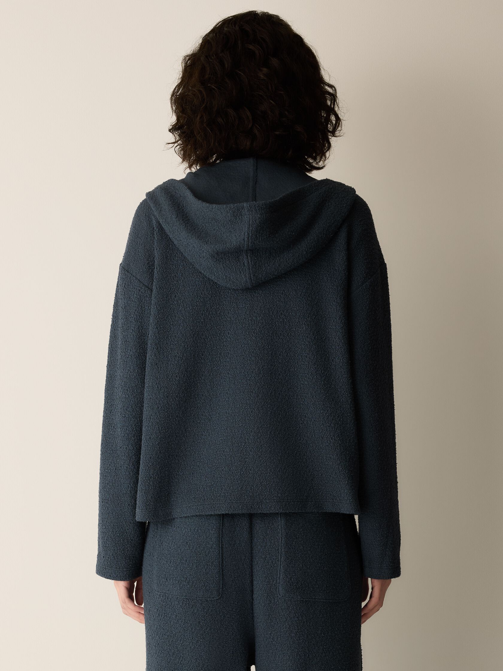 Organic Cotton Boucle Knit Hooded Jacket