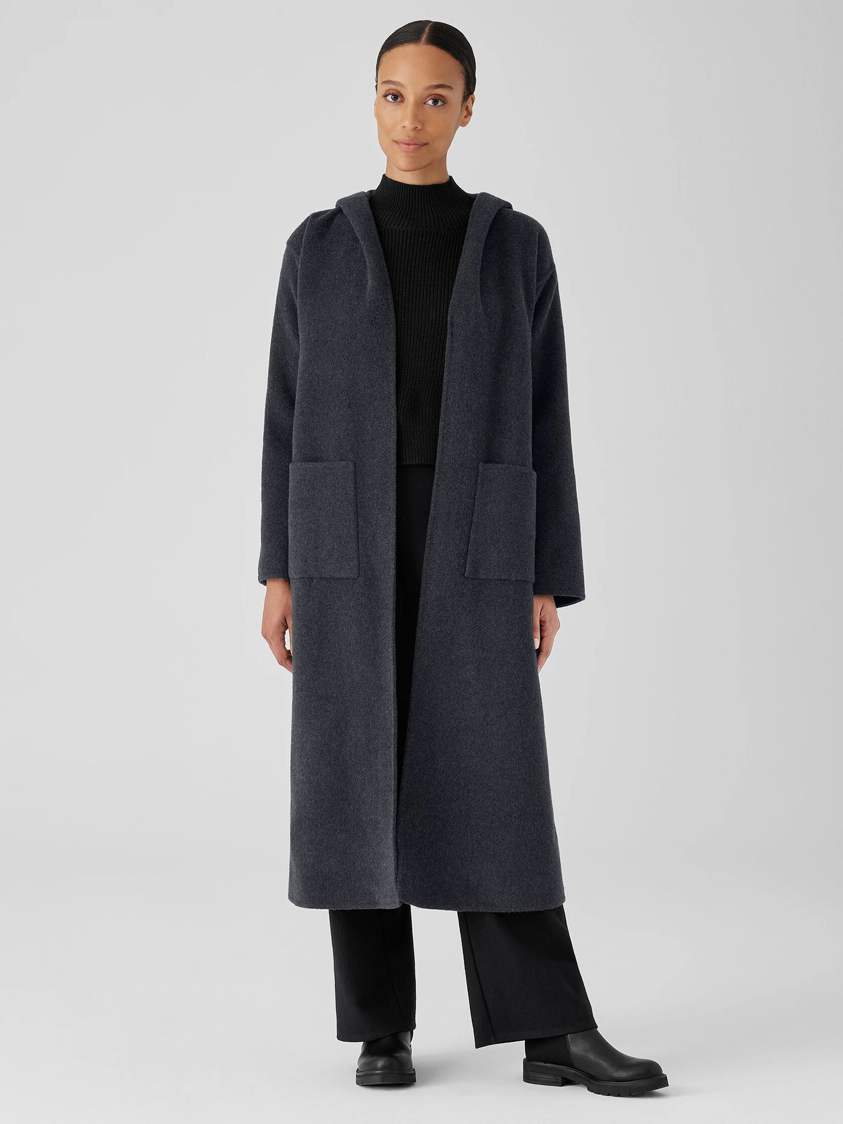 Doubleface Wool Cloud Hooded Coat