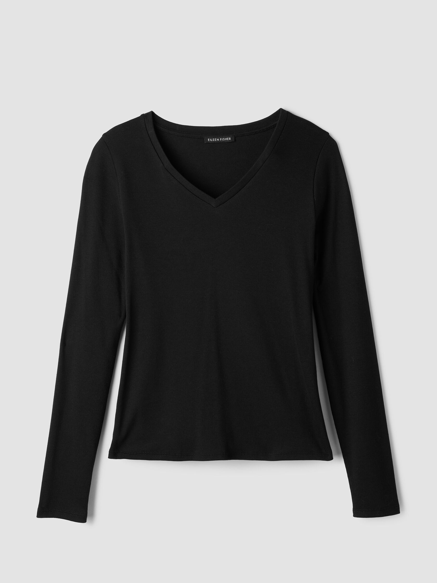 Organic Cotton Stretch Rib V-Neck Top