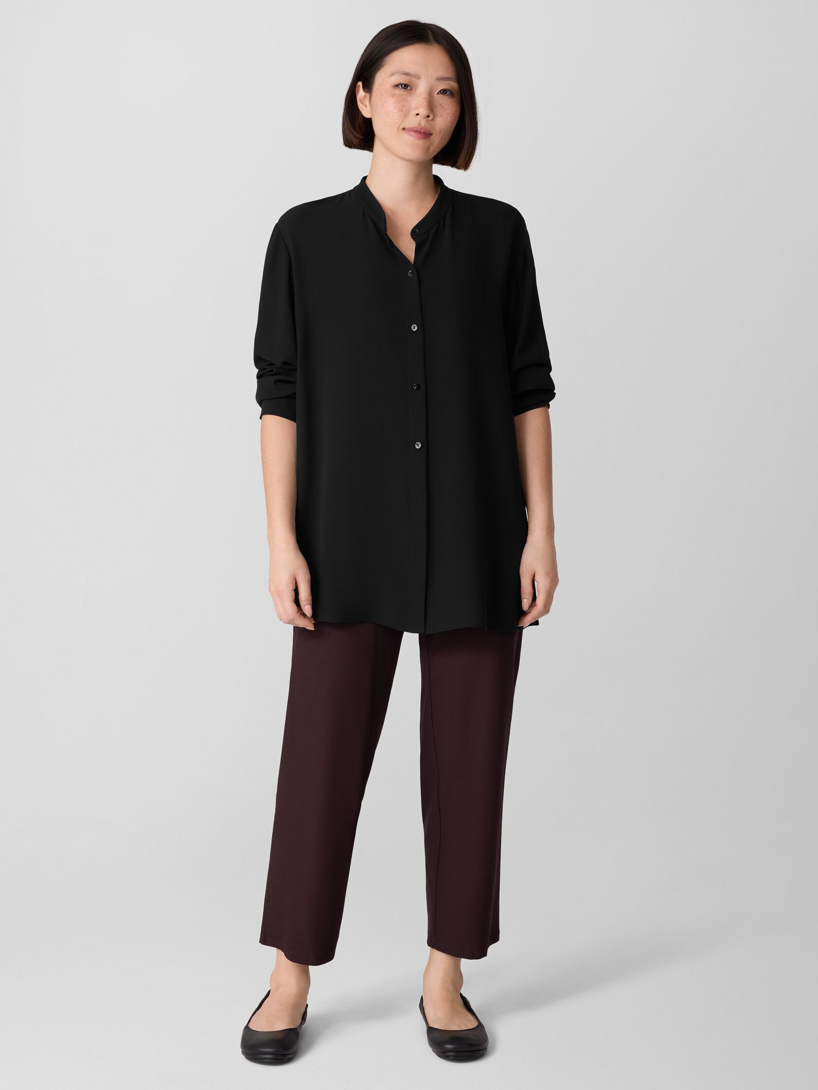 Washable Stretch Crepe Straight Pant