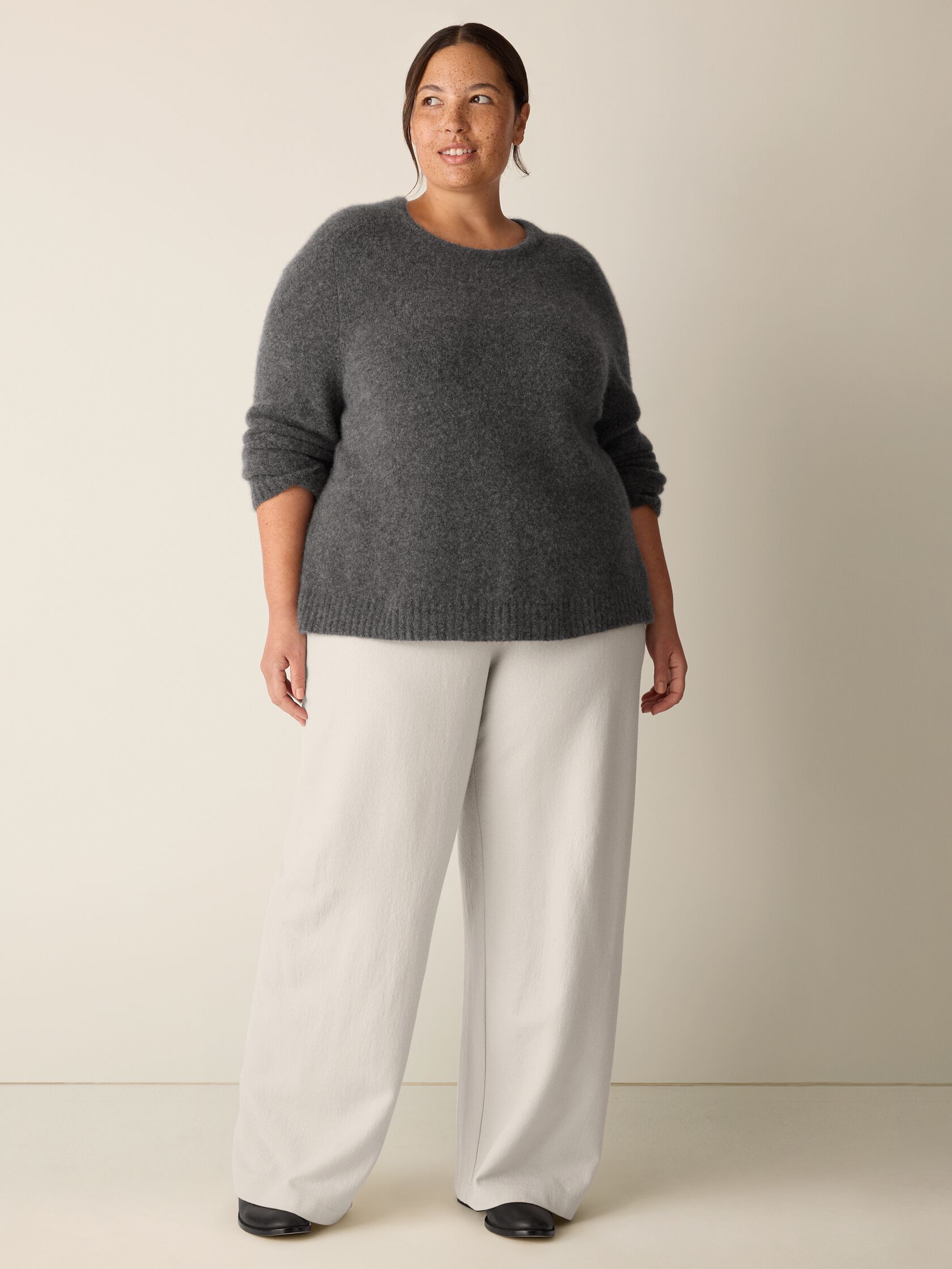 Cashmere Silk Boucle Bliss Crew Neck Top