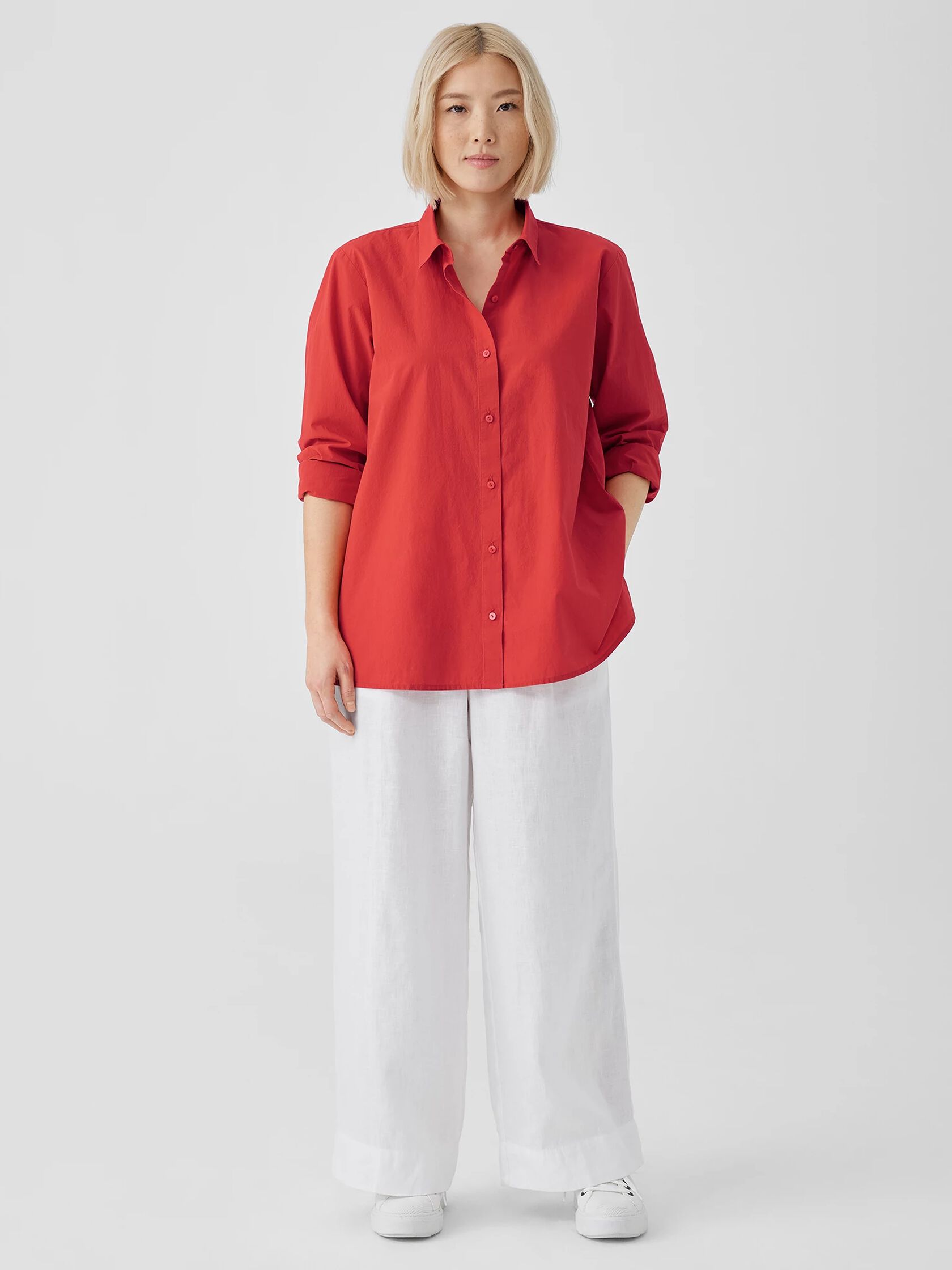 Washed Organic Cotton Poplin Classic Collar Shirt