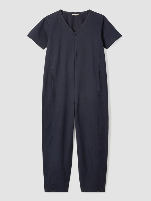 Cotton Hemp Stretch Lantern Jumpsuit