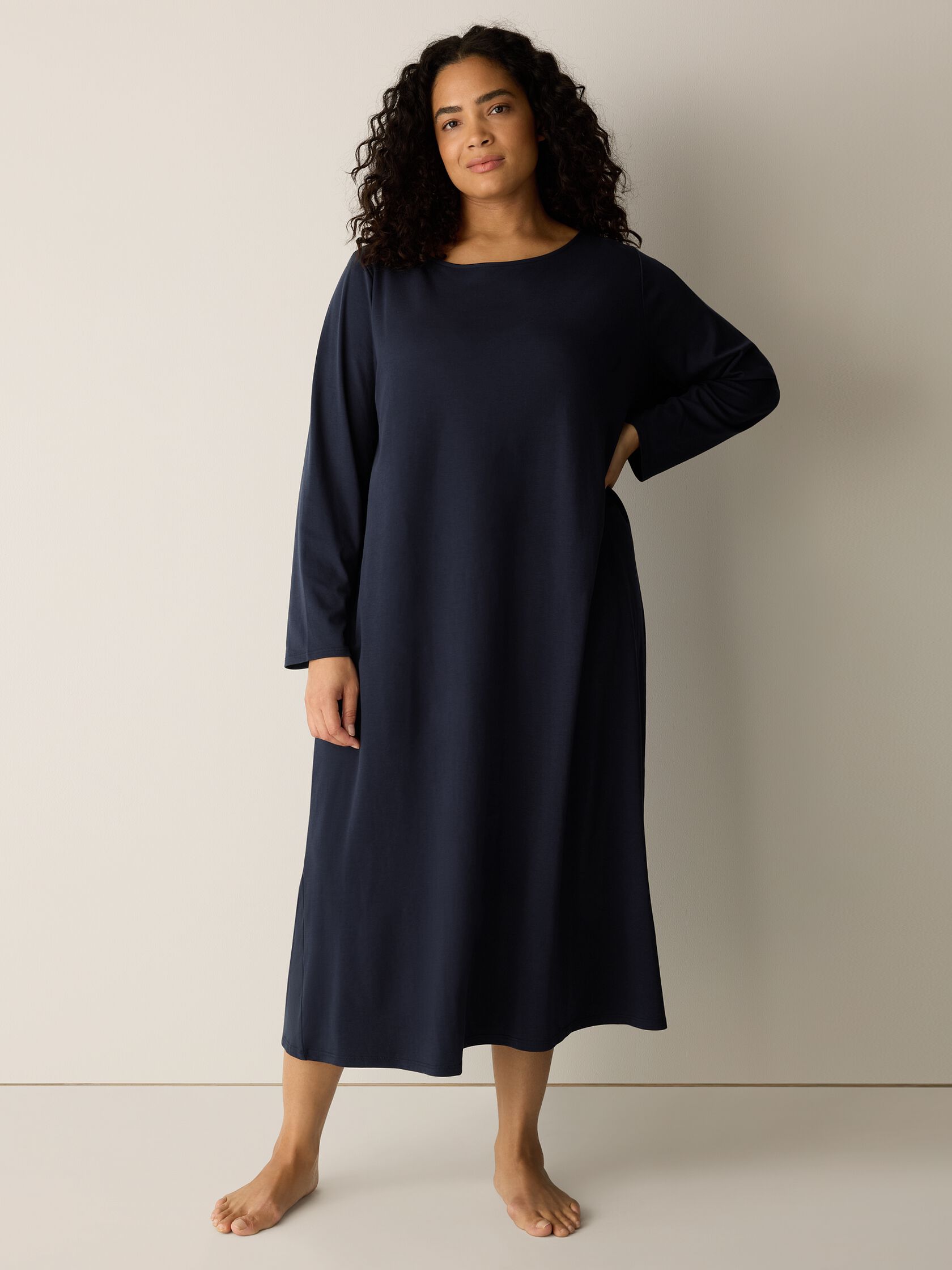 Organic Cotton Interlock Bateau Neck Sleep Dress
