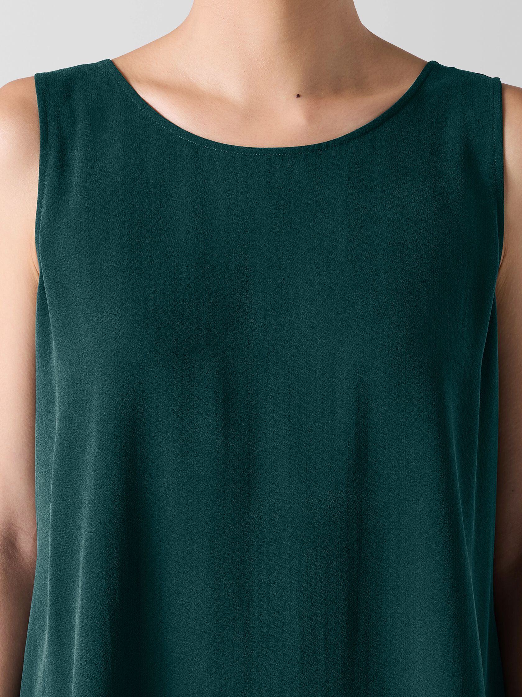 Silk Georgette Crepe Ballet Neck Long Tank