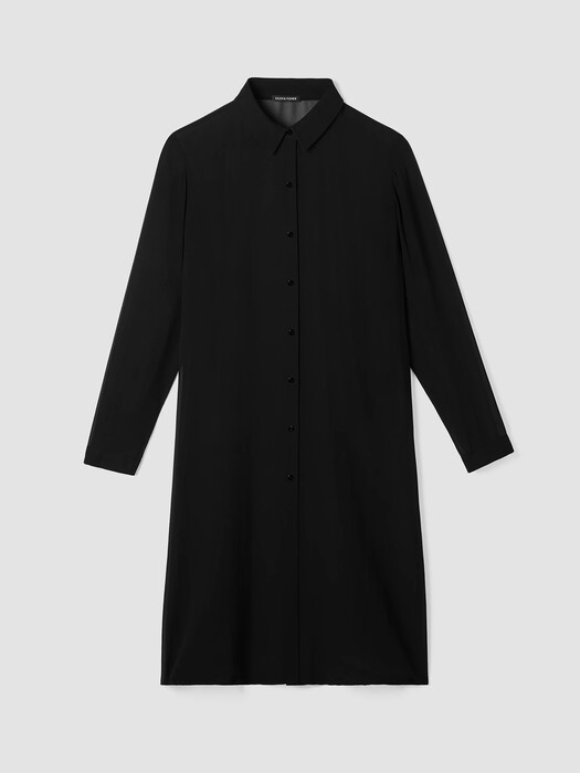 Sheer Silk Georgette Classic Collar Long Shirt