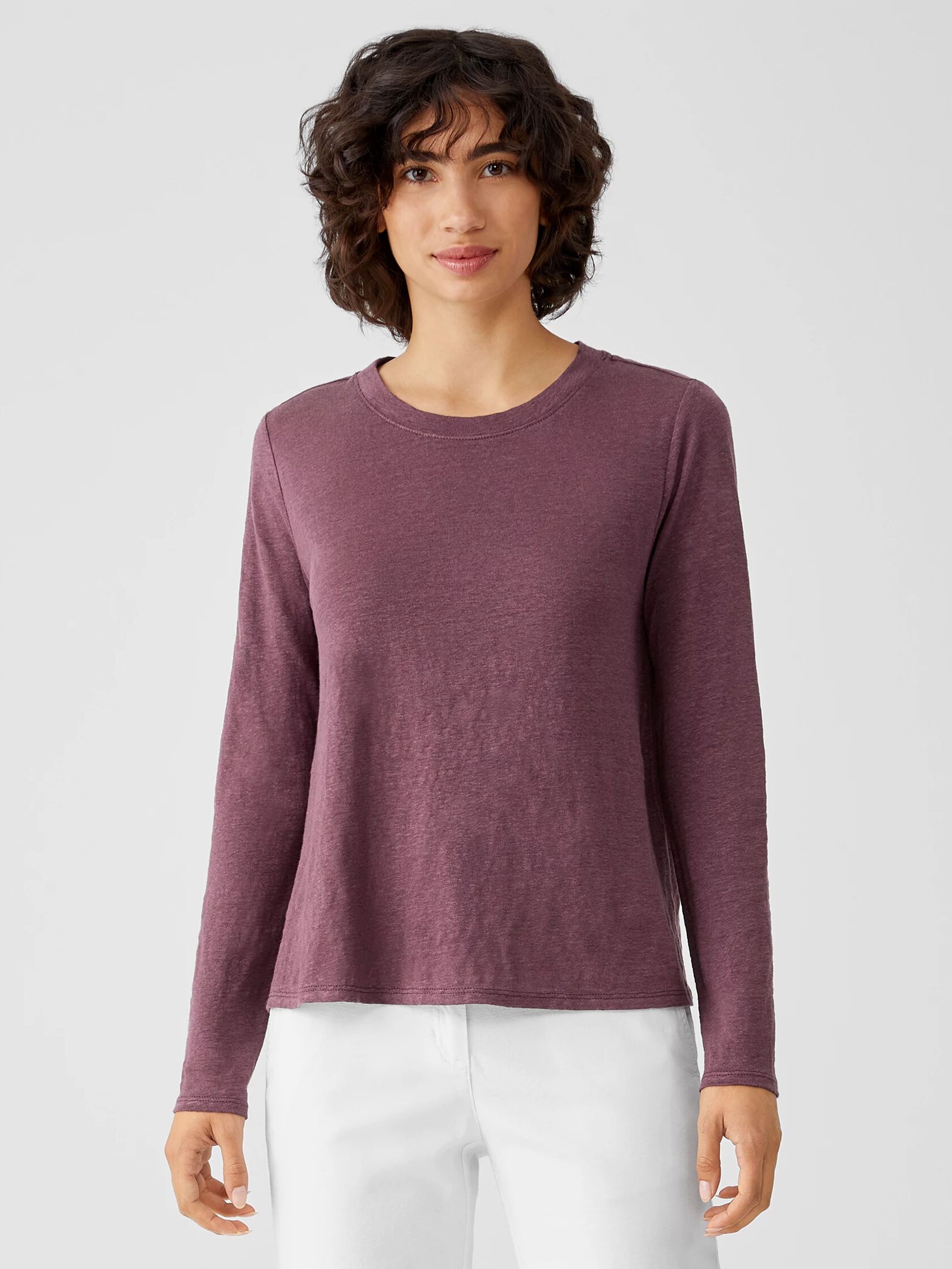Organic Linen Jersey Crew Neck Top EILEEN FISHER