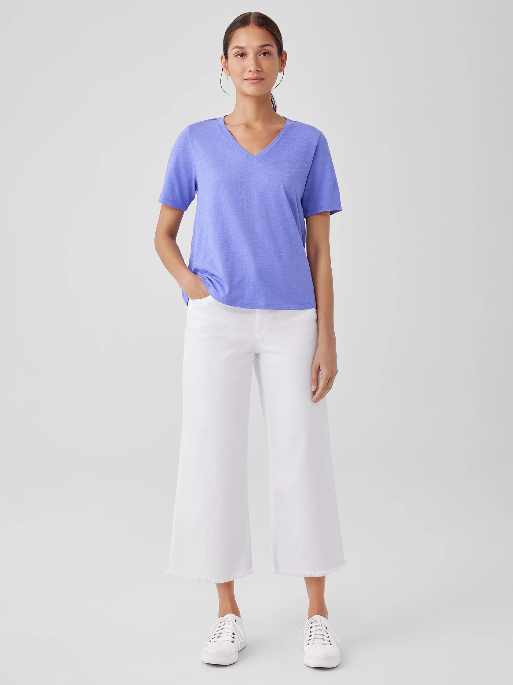 Organic Cotton Slub V-Neck Tee