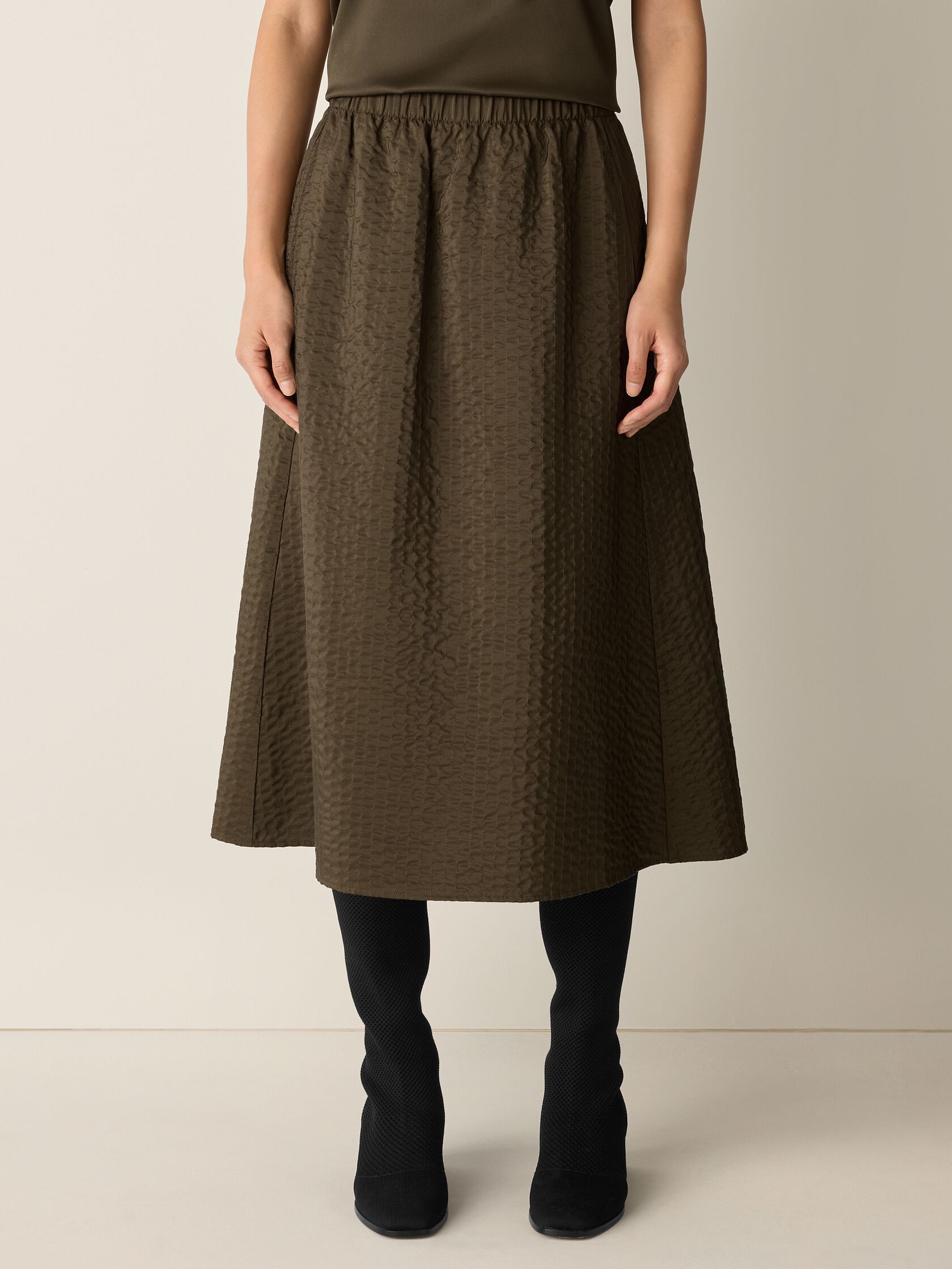Quilted Silk A-Line Skirt