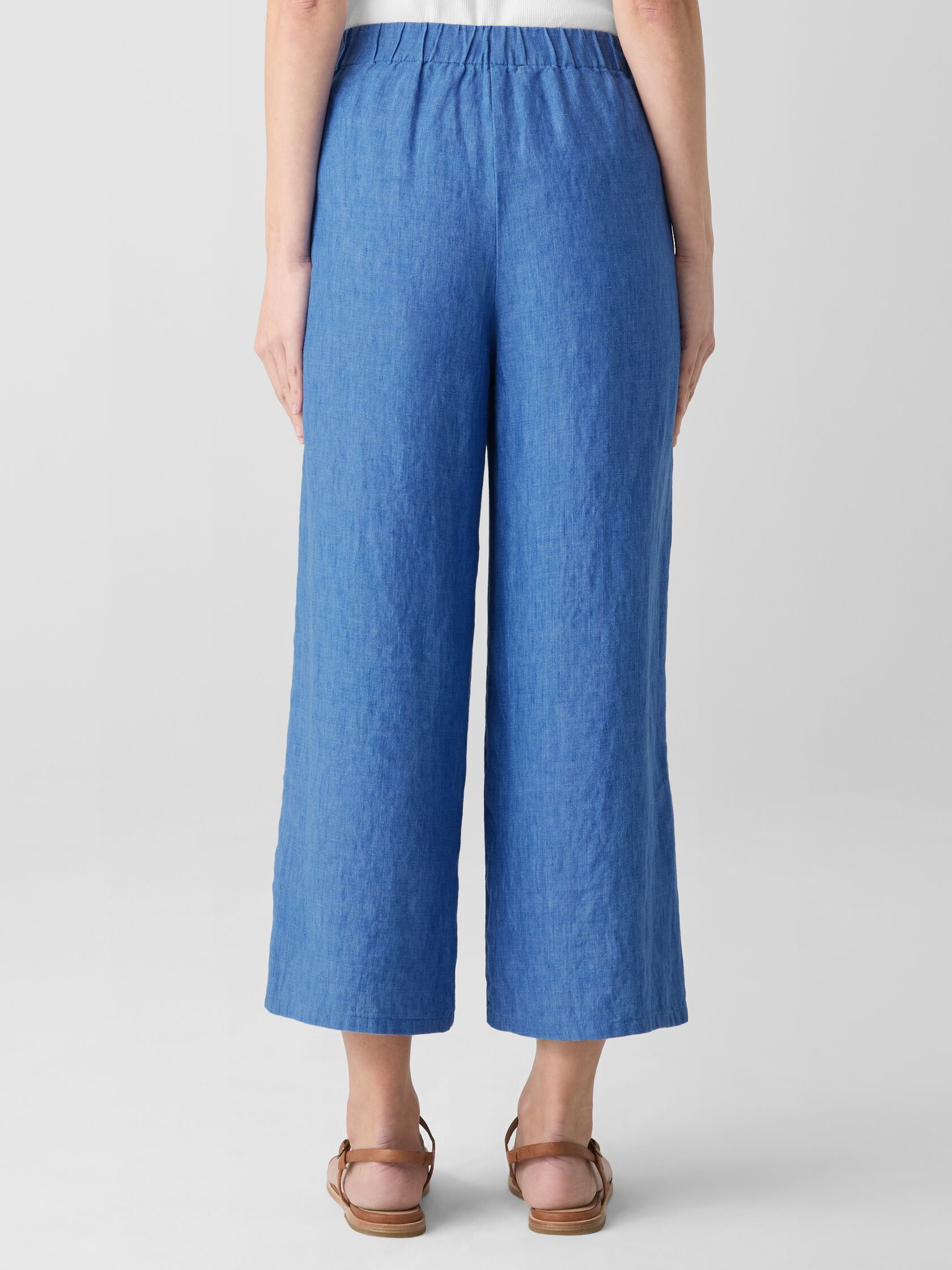 Washed Organic Linen D&eacute;lav&eacute; Wide-Leg Pant