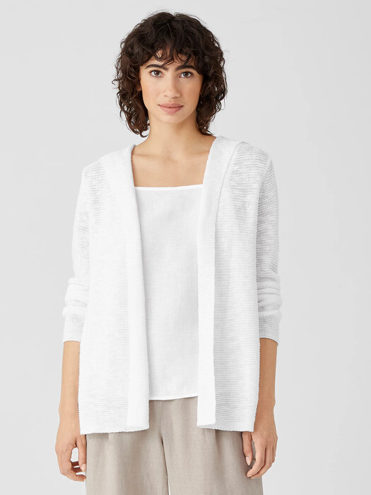 Organic Cotton Linen Slub Hooded Cardigan