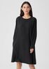 Silk Georgette Crepe Crew Neck Dress