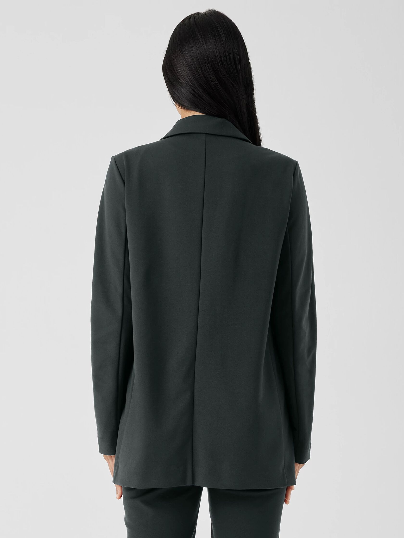 Washable Flex Ponte Notch Collar Long Blazer