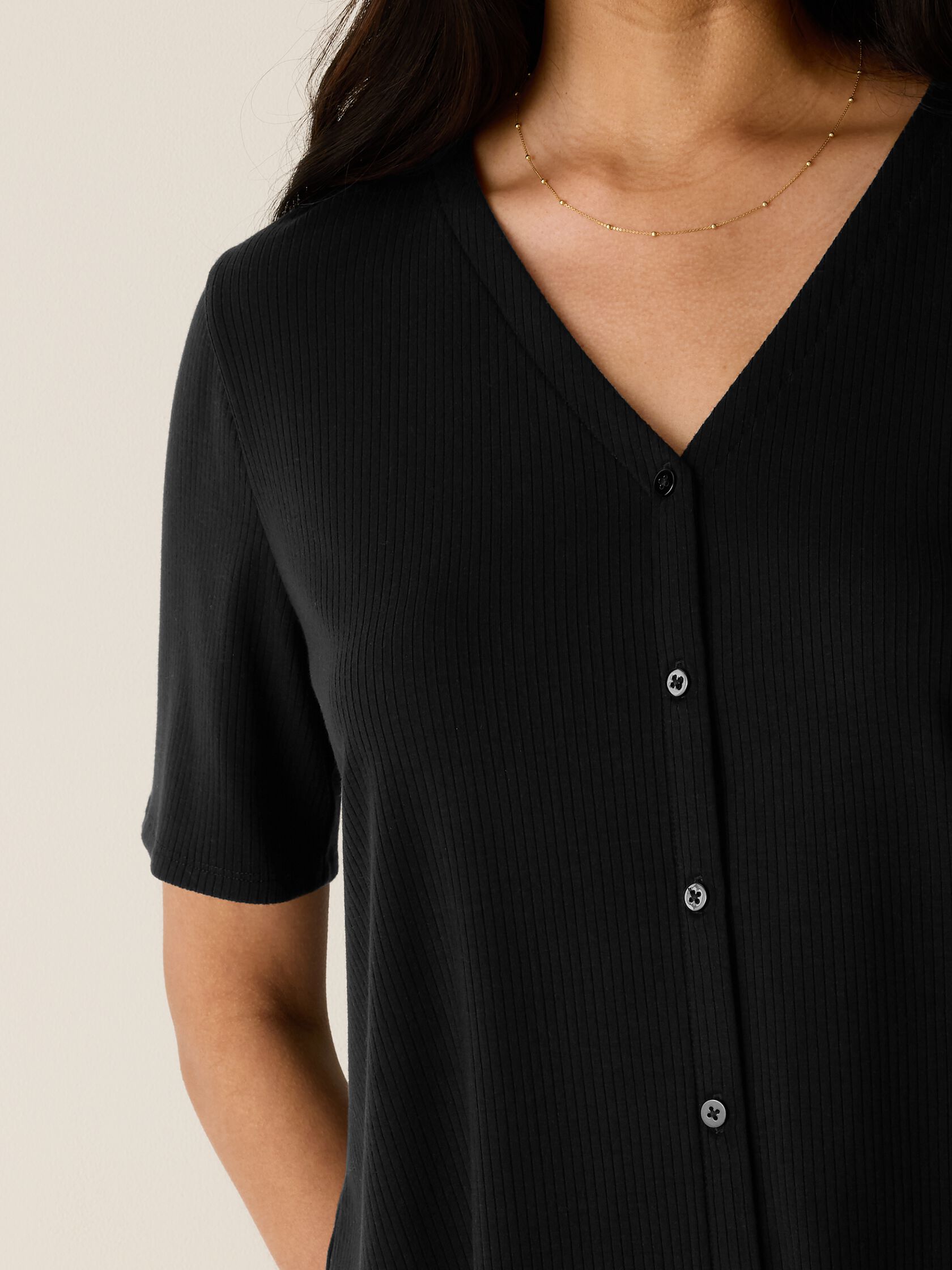 Ribbed Knit V-Neck Top