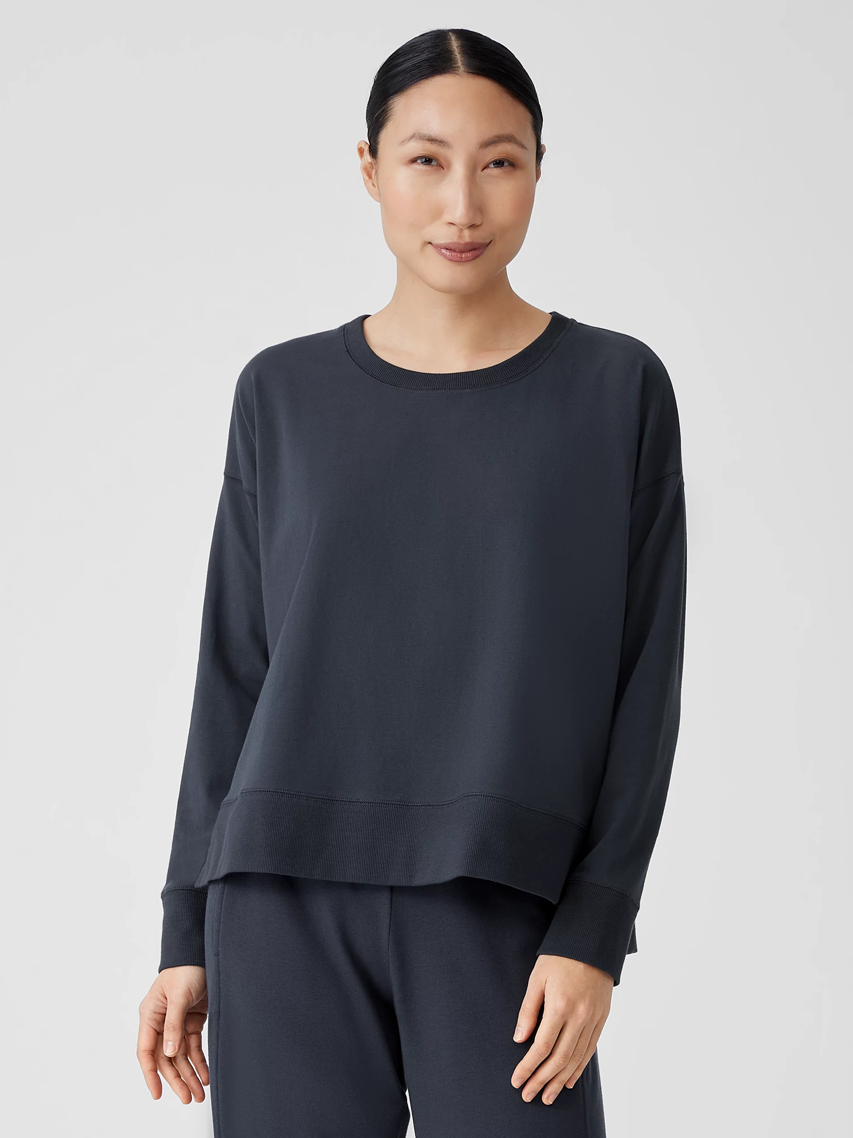 Traceable Organic Cotton Jersey Crew Neck Top | EILEEN FISHER