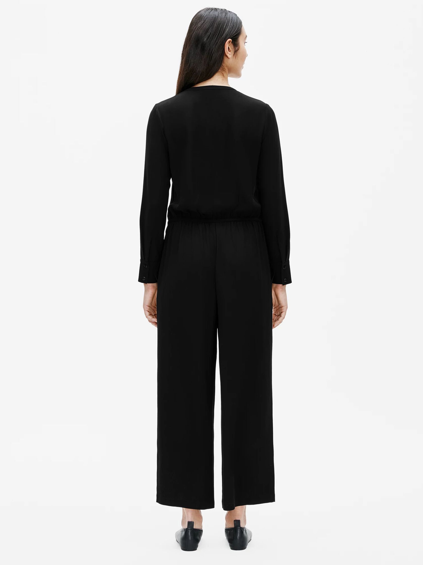 Silk Georgette Crepe Mandarin Collar Jumpsuit