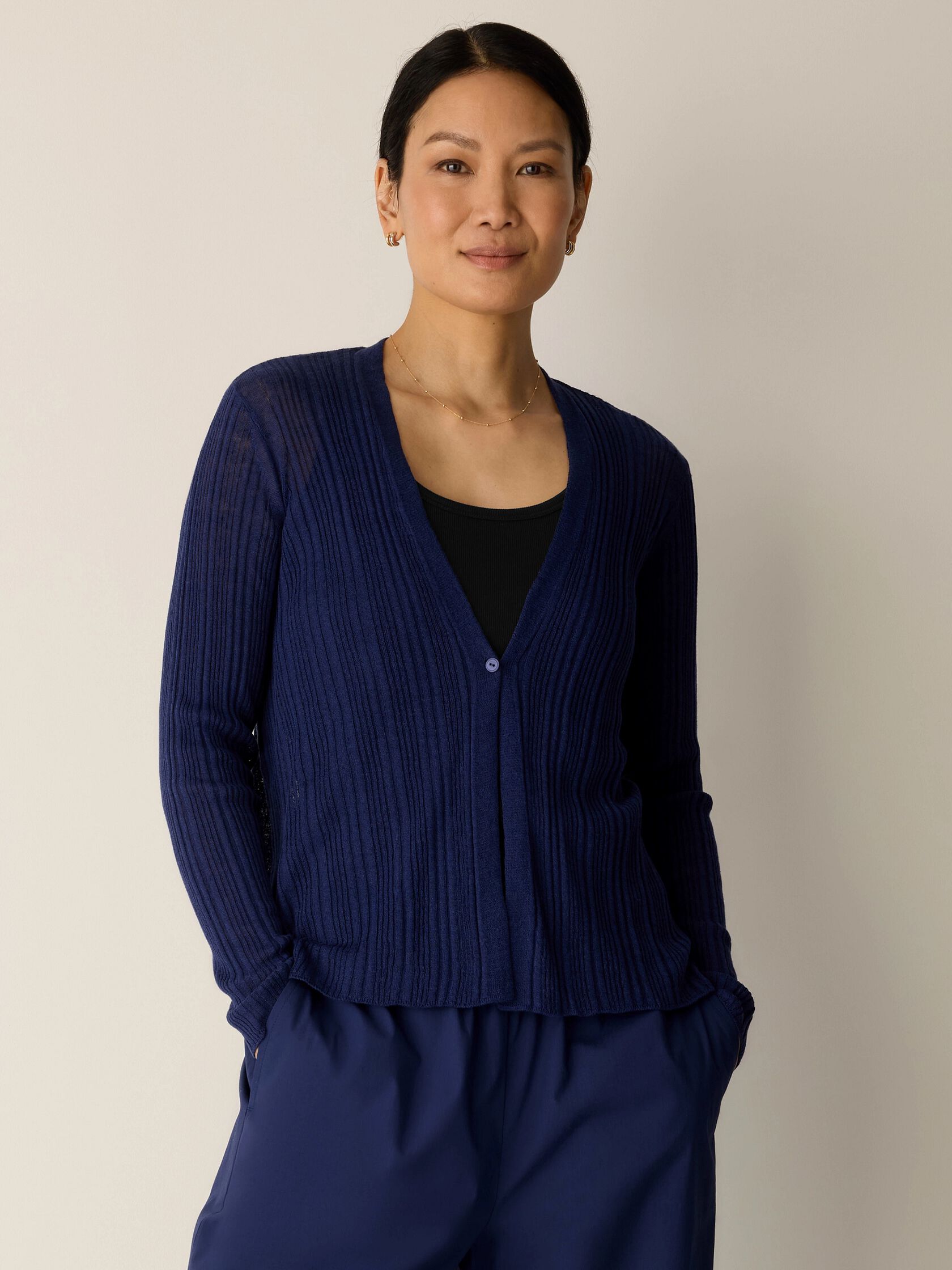 Organic Linen Cotton V-Neck Cardigan