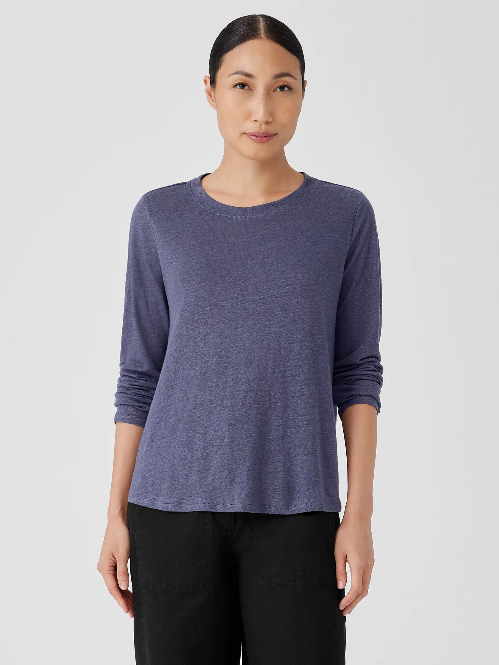Organic Linen Jersey Crew Neck Top