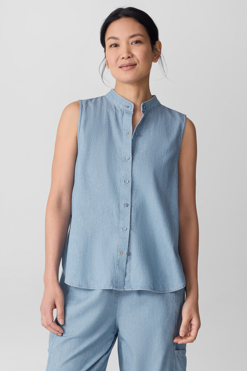 Airy Organic Cotton Twill Sleeveless Shirt Airy Organic Cotton Twill Sleeveless Shirt