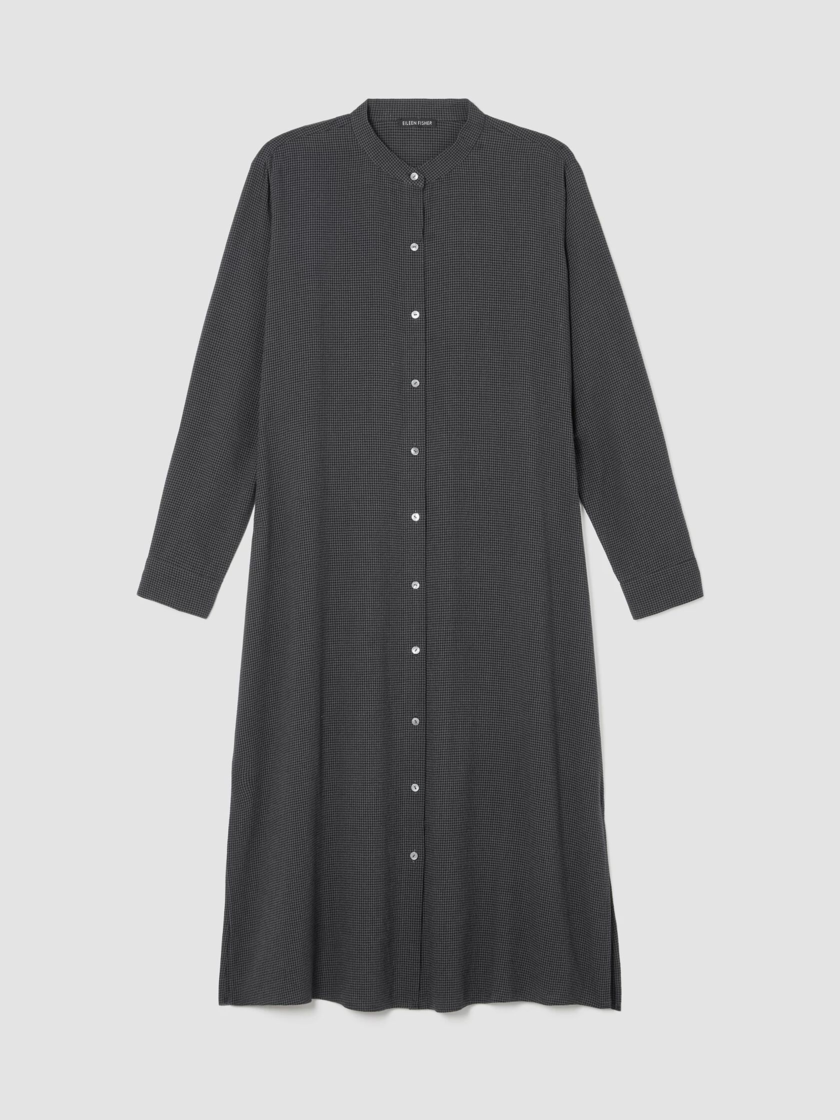Mini Check Crepe Mandarin Collar Dress