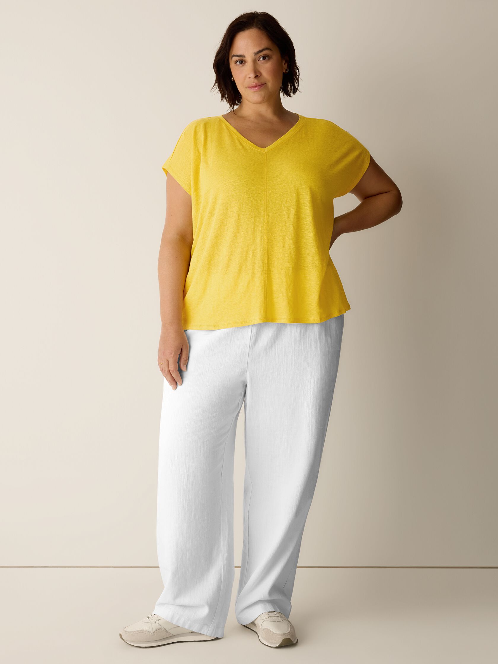 Organic Linen Jersey V-Neck Tee