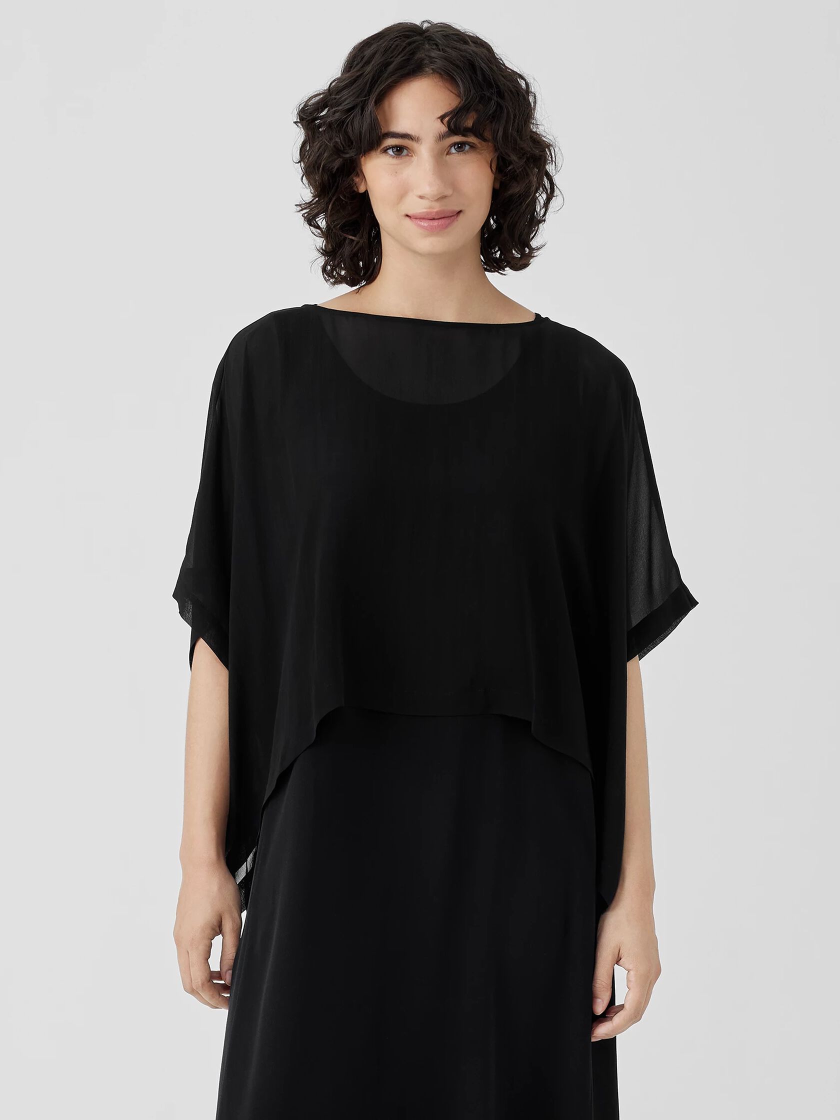 Sheer Silk Georgette Poncho