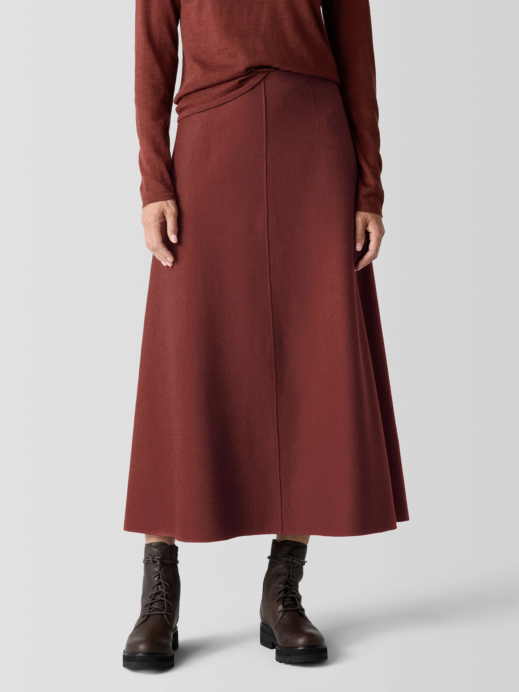 Felted Wool Jersey A-Line Skirt in Regenerative Wool