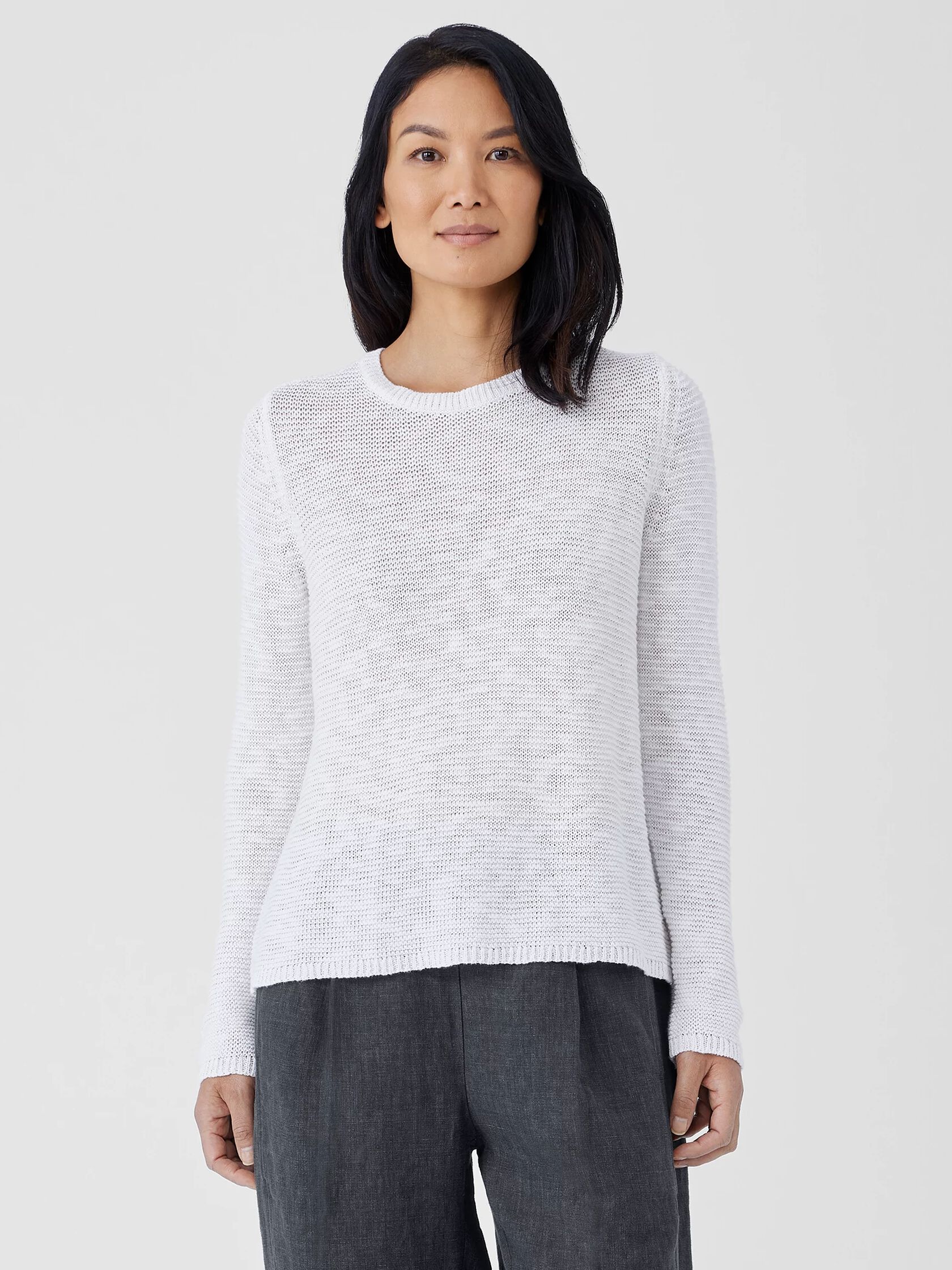 Organic Linen Cotton Slub Crew Neck Top