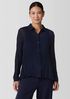 Crinkled Sheer Silk Georgette Classic Collar Shirt