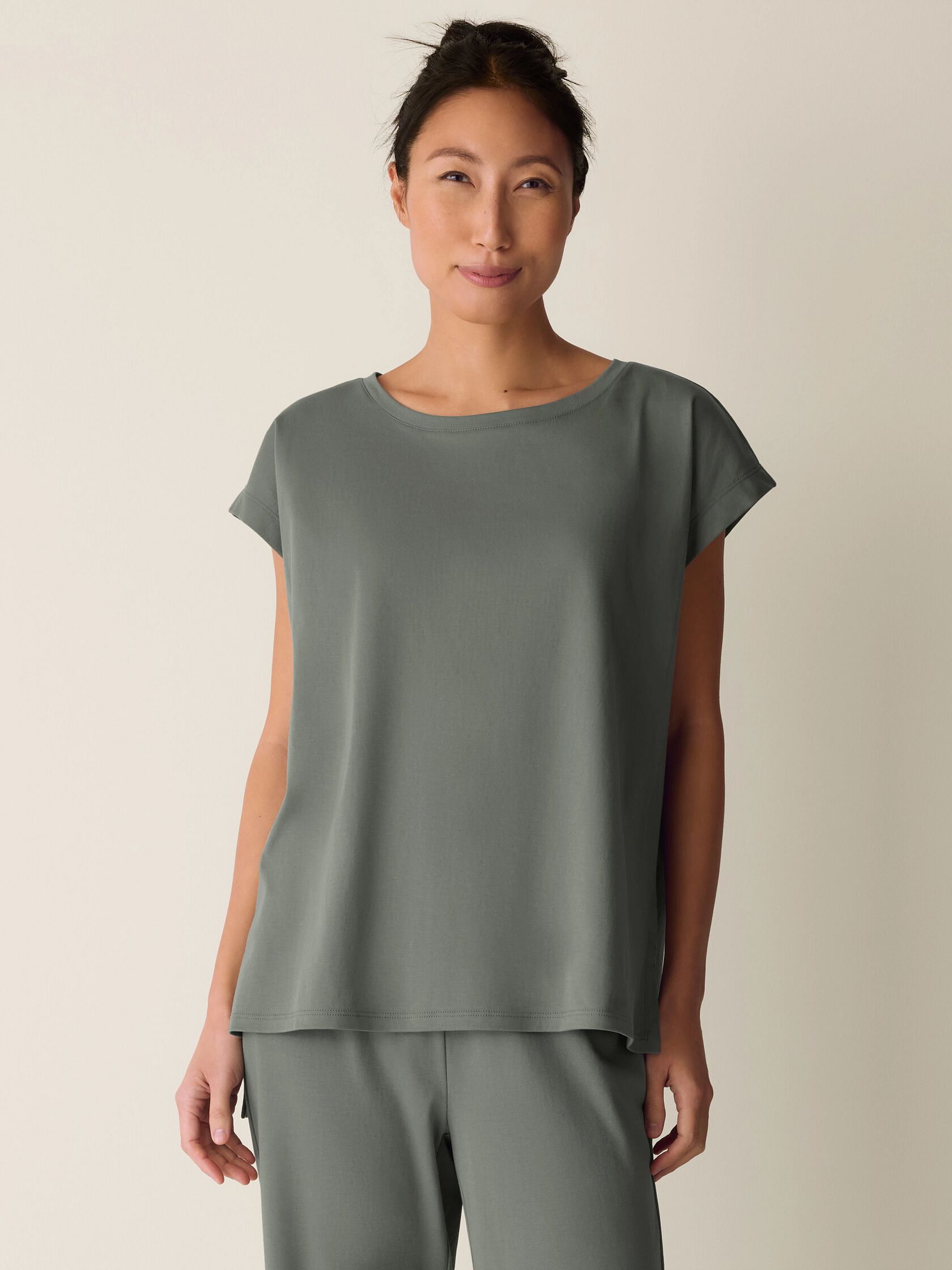 Organic Cotton Interlock Jewel Neck Sleep Tee