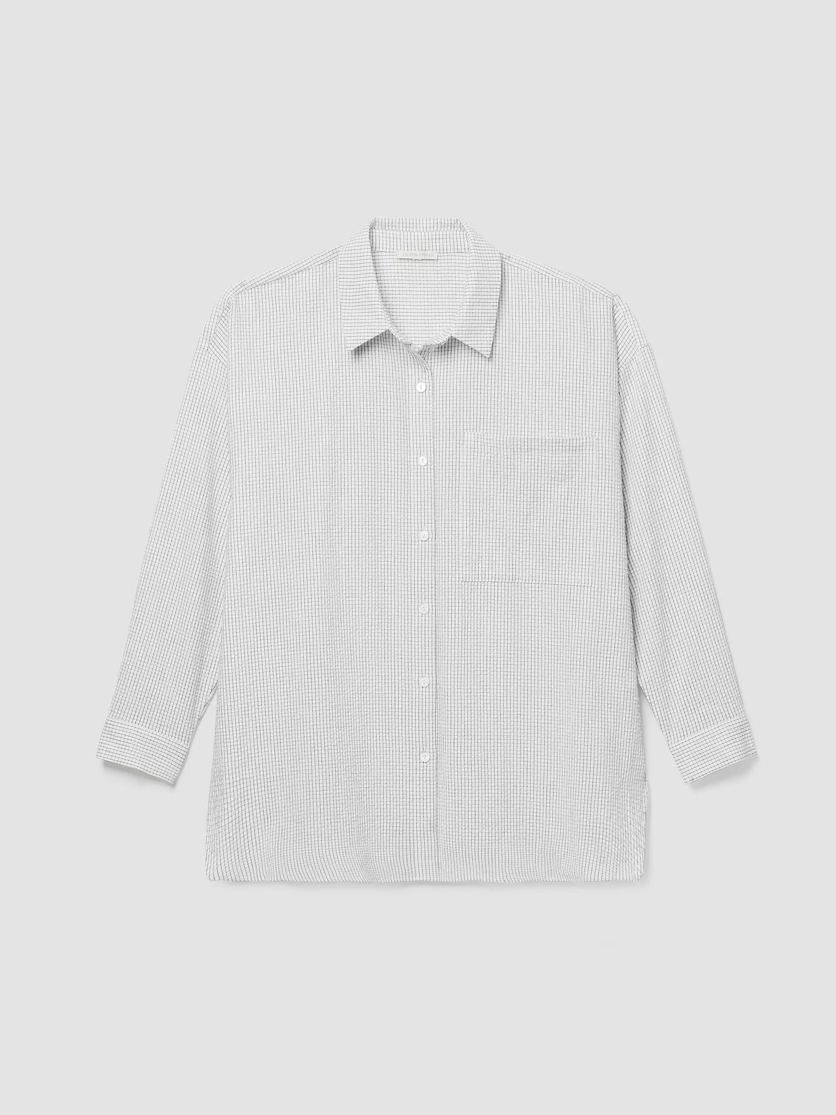 Organic Cotton Ripple Checkered Classic Collar Shirt