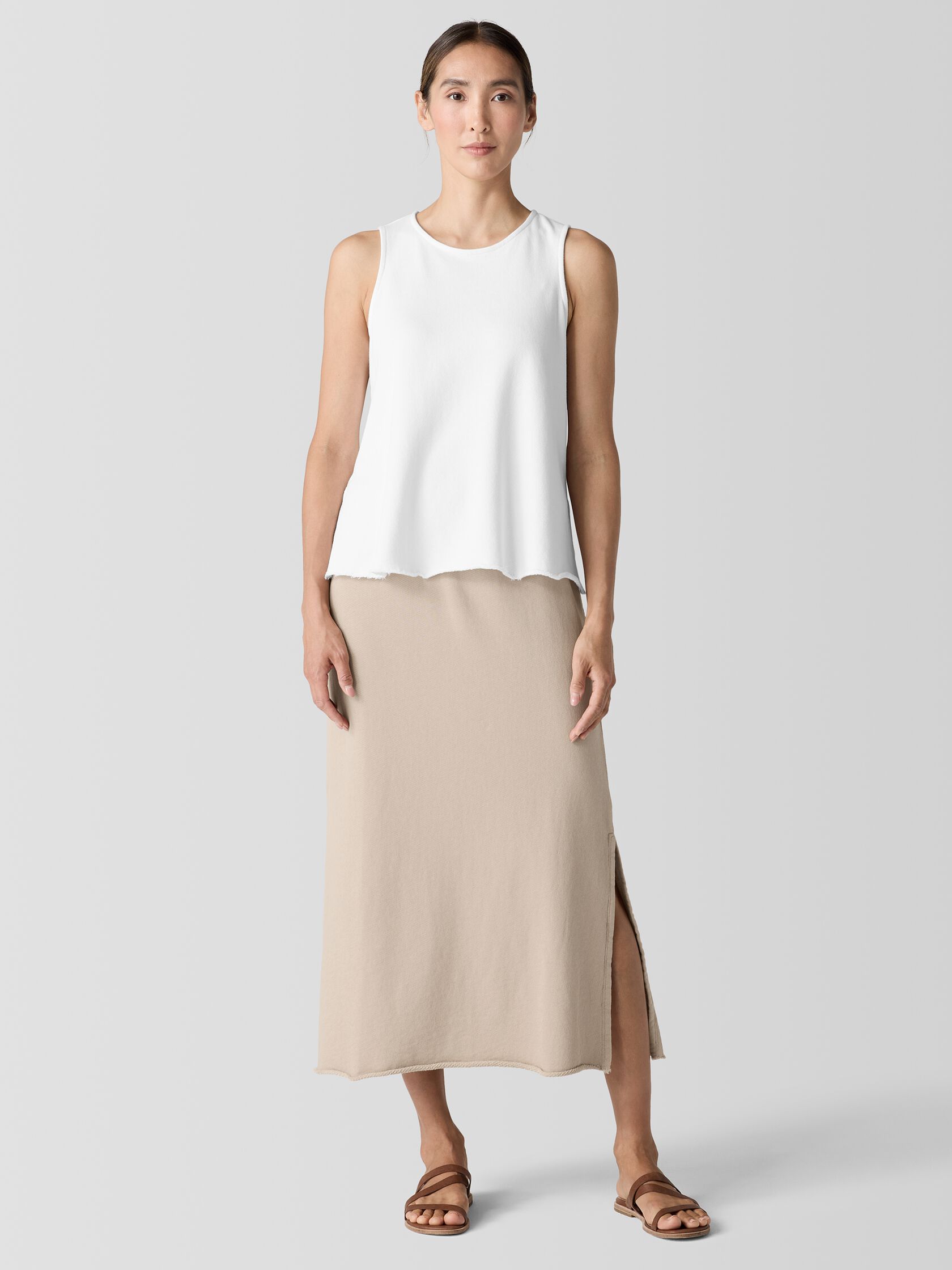 Lightweight Organic Cotton French Terry A-Line Skirt