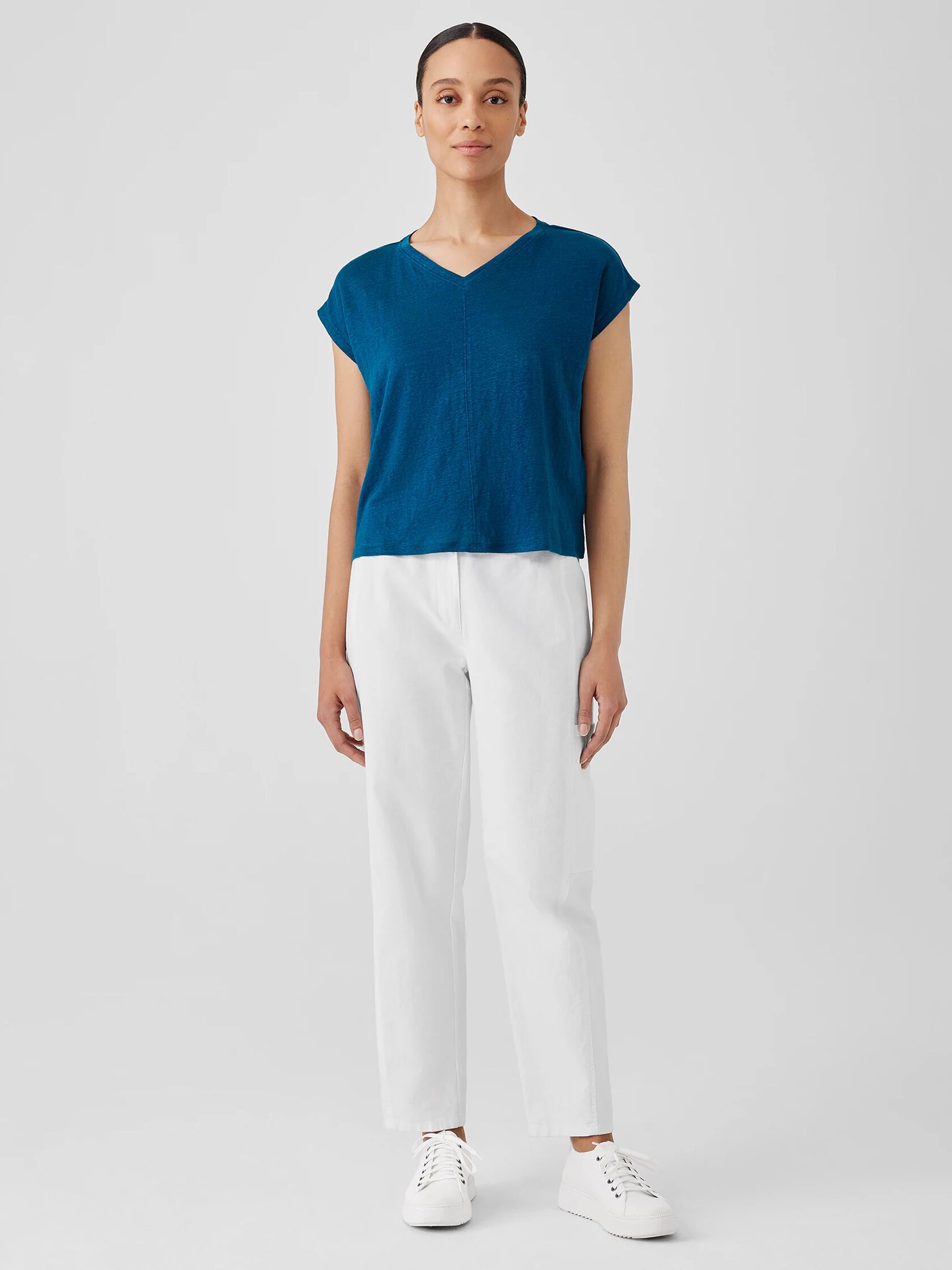 Organic Linen Jersey V-Neck Tee