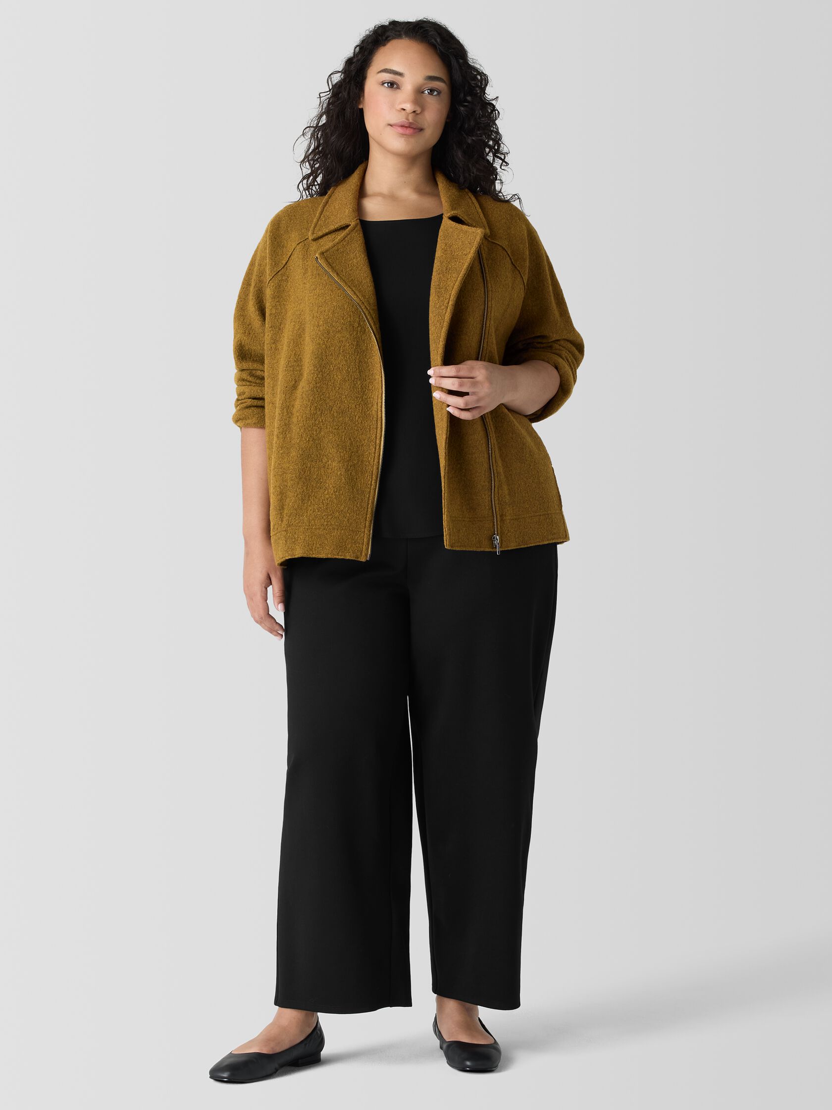 Lightweight Boiled Wool Motorcycle Jacket in Regenerative Wool