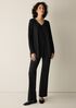 Fine Stretch Jersey Knit V-Neck Long Top
