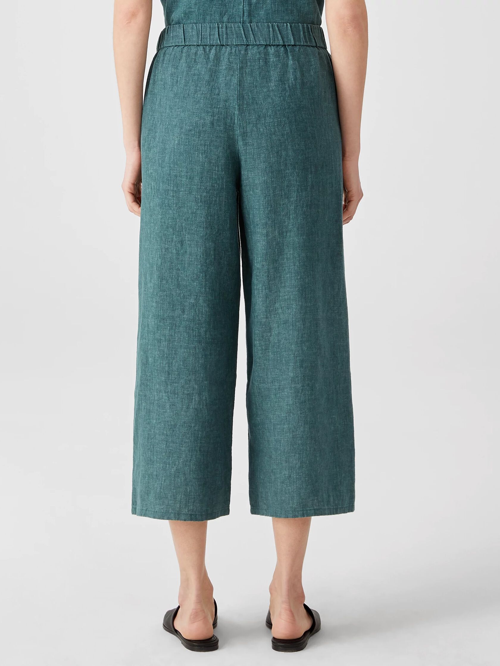 Washed Organic Linen Delave Wide-Leg Pant