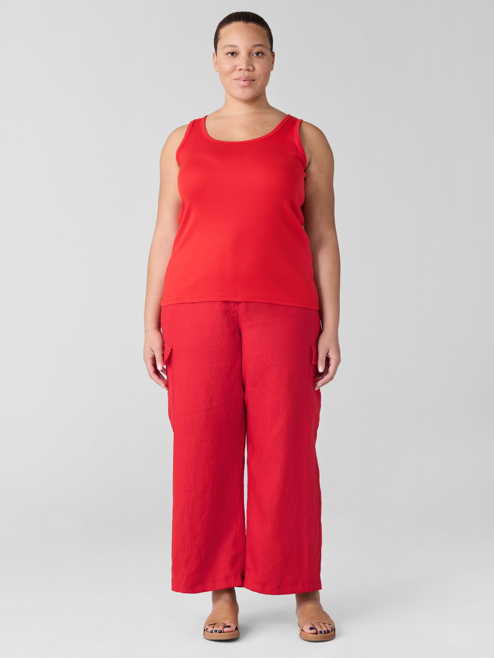 Organic Cotton Stretch Rib Scoop Neck Tank