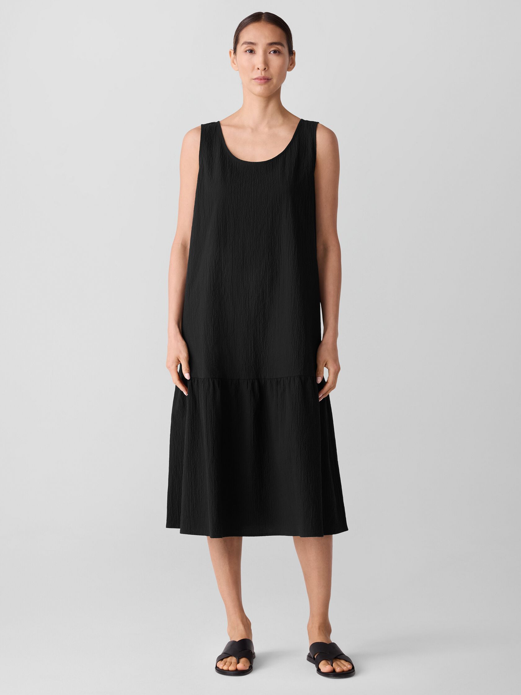 Organic Cotton Pucker Tiered Dress
